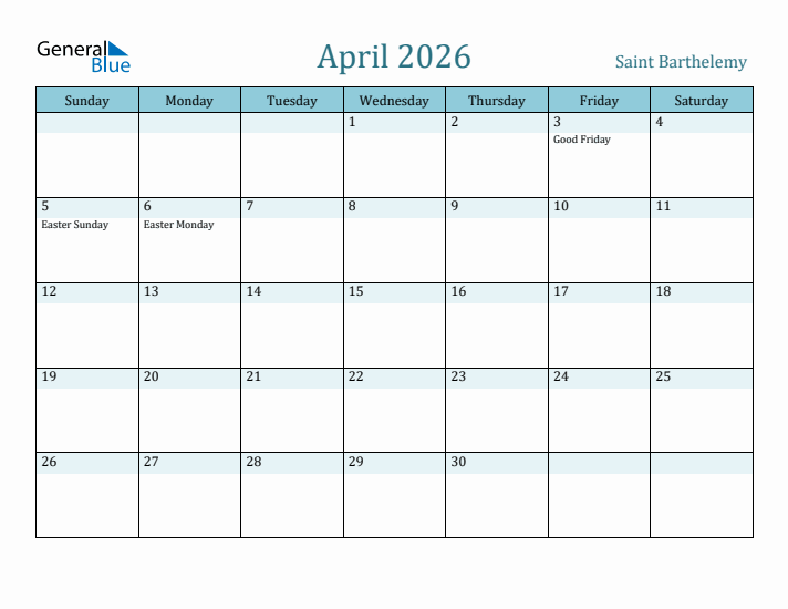 April 2026 Calendar with Holidays