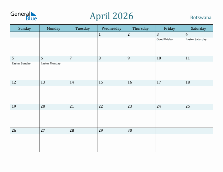 April 2026 Calendar with Holidays