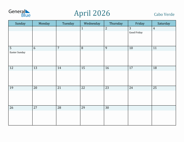 April 2026 Calendar with Holidays