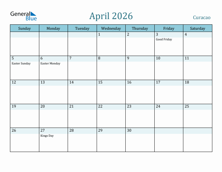 April 2026 Calendar with Holidays