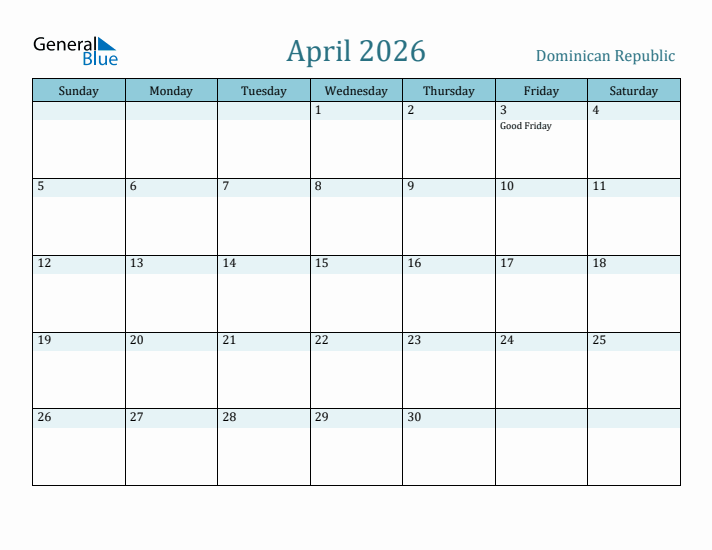 April 2026 Calendar with Holidays