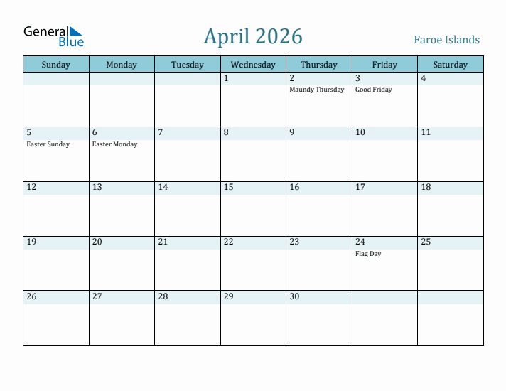 April 2026 Calendar with Holidays