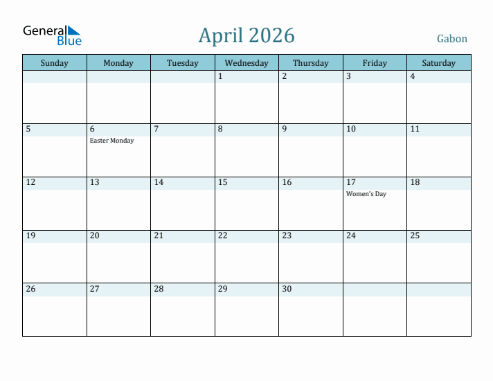 April 2026 Calendar with Holidays