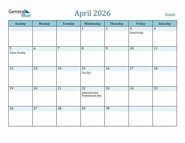 April 2026 Calendar with Holidays