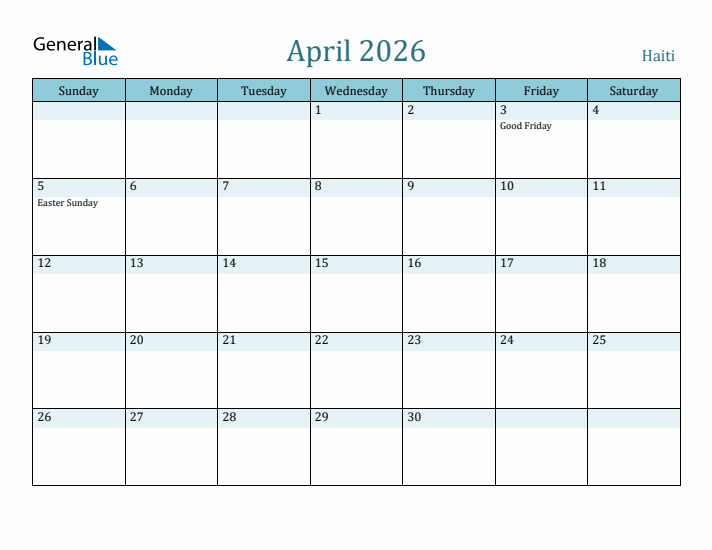 April 2026 Calendar with Holidays