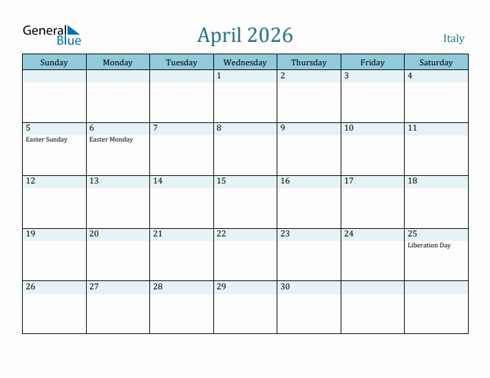 April 2026 Calendar with Holidays