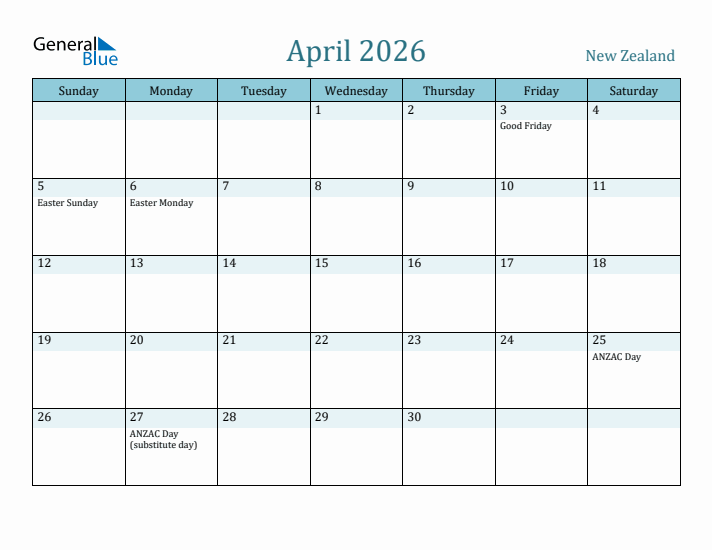 April 2026 Calendar with Holidays