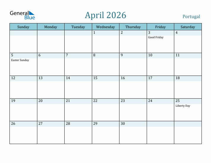 April 2026 Calendar with Holidays