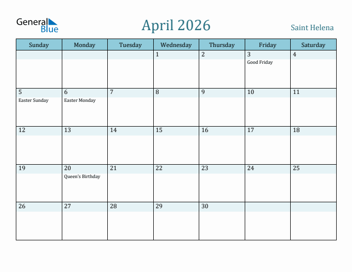 April 2026 Calendar with Holidays