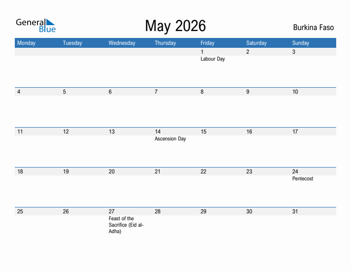 Fillable May 2026 Calendar