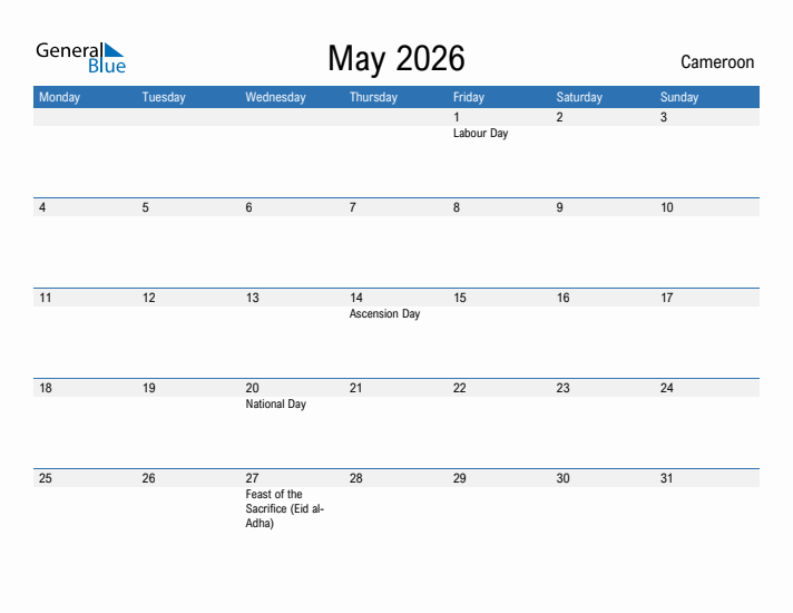 Fillable May 2026 Calendar