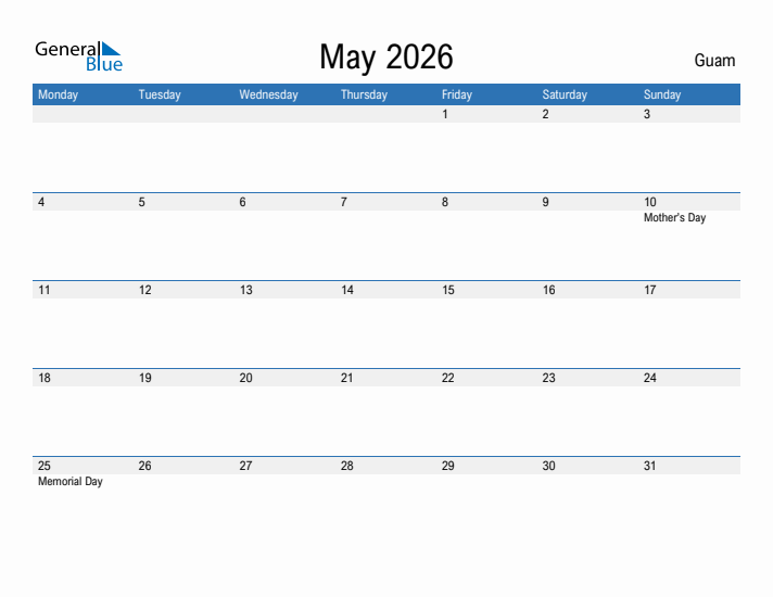 Fillable May 2026 Calendar