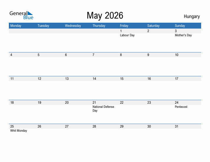 Fillable May 2026 Calendar