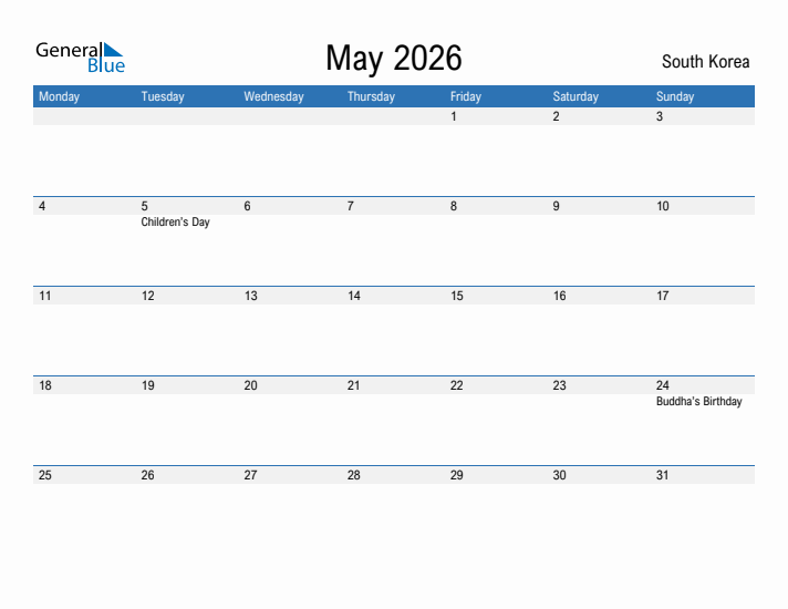 Fillable May 2026 Calendar