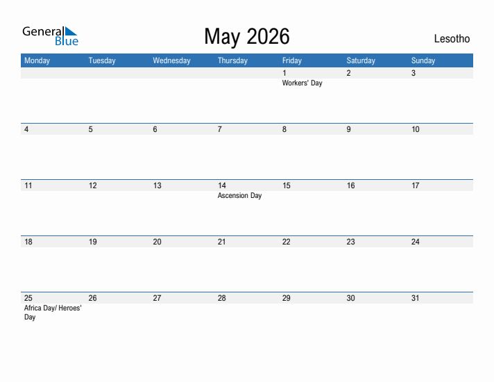 Fillable May 2026 Calendar