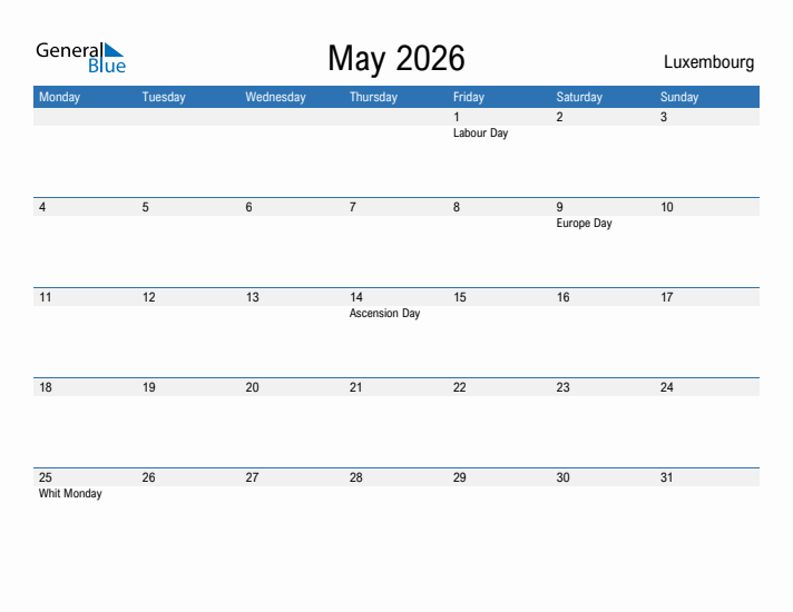 Fillable May 2026 Calendar