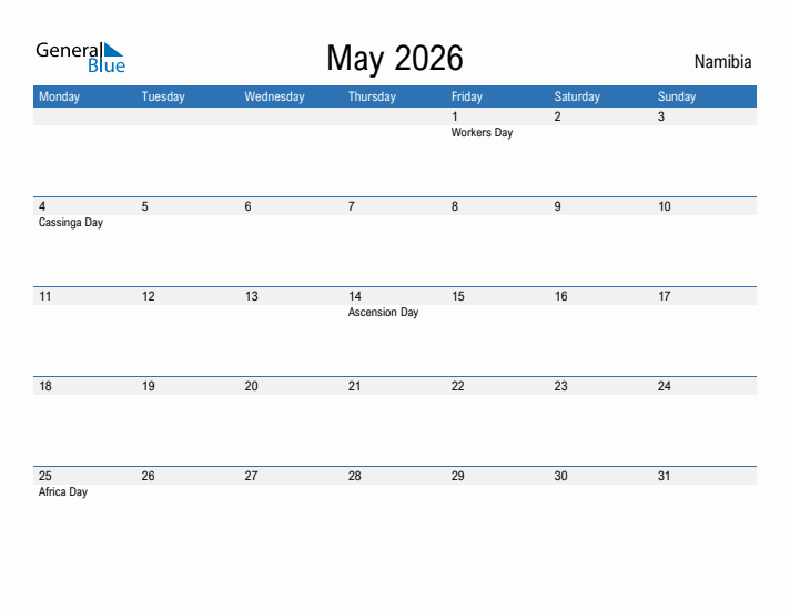 Fillable May 2026 Calendar