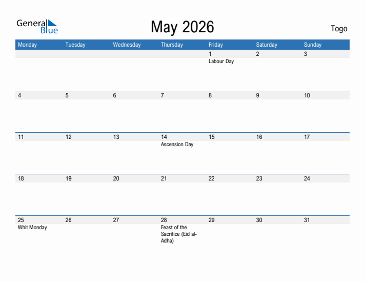 Fillable May 2026 Calendar