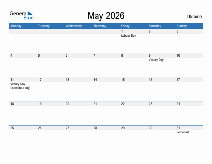 Fillable May 2026 Calendar