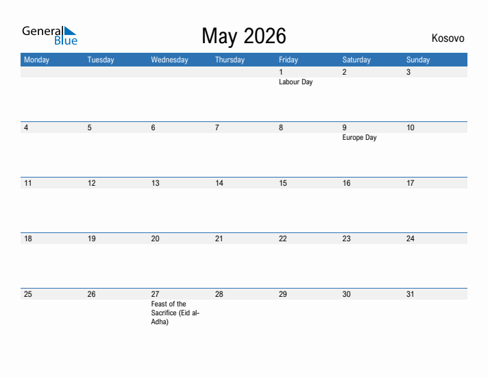 Fillable May 2026 Calendar