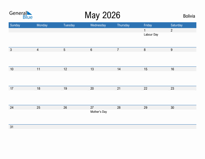 Fillable May 2026 Calendar