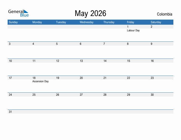 Fillable May 2026 Calendar