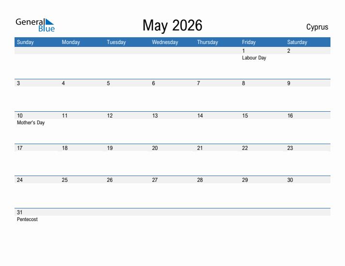 Fillable May 2026 Calendar