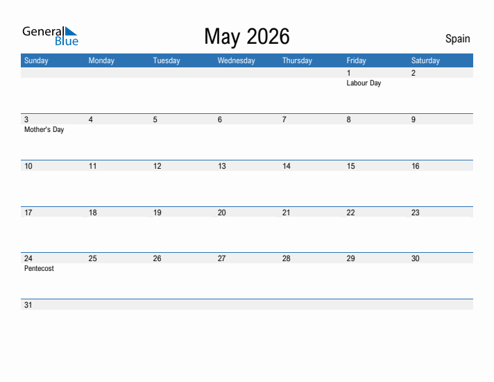 Fillable May 2026 Calendar