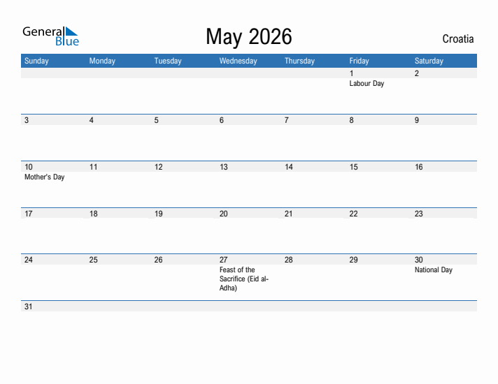 Fillable May 2026 Calendar