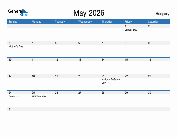 Fillable May 2026 Calendar