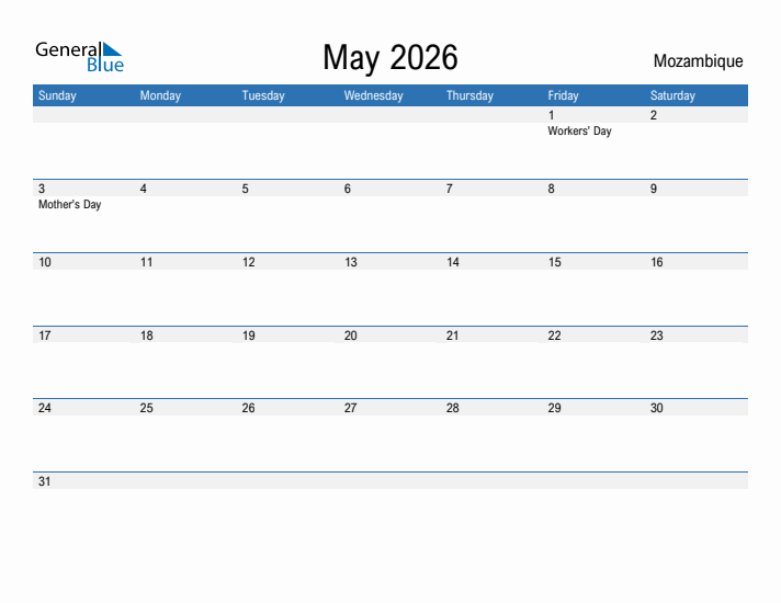 Fillable May 2026 Calendar