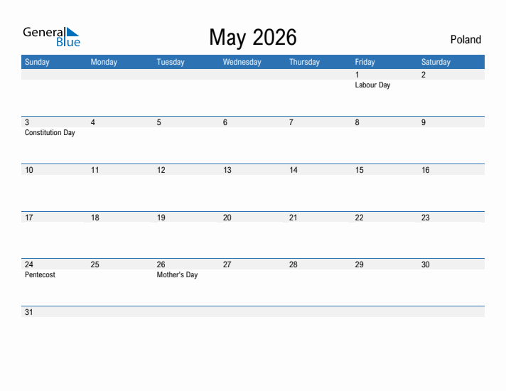 Fillable May 2026 Calendar