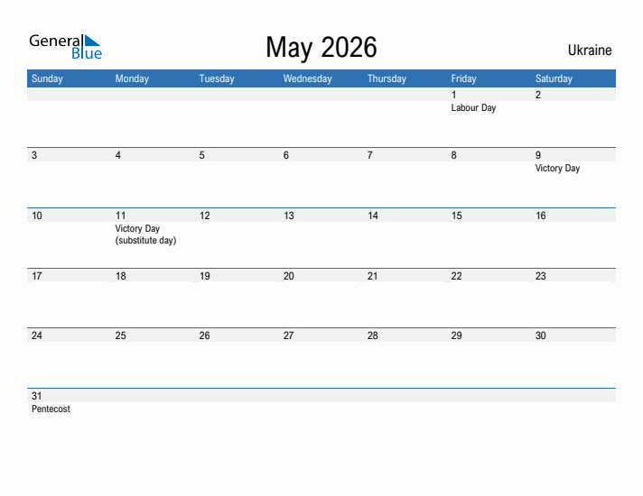 Fillable May 2026 Calendar