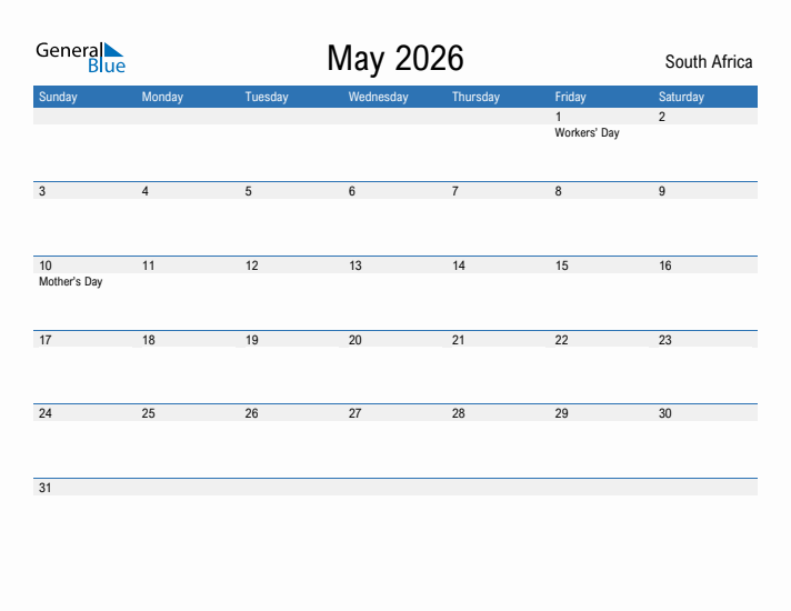 Fillable May 2026 Calendar