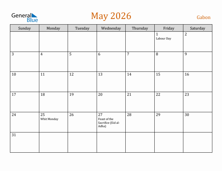 May 2026 Holiday Calendar with Sunday Start