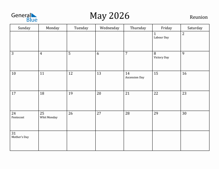 May 2026 Calendar Reunion