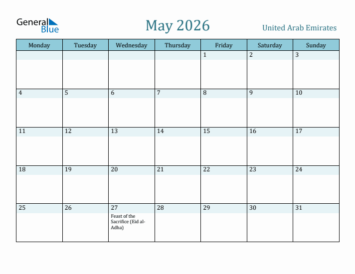 May 2026 Calendar with Holidays