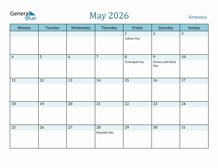 May 2026 Calendar with Holidays