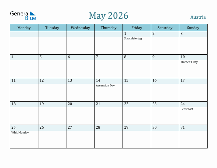 May 2026 Calendar with Holidays