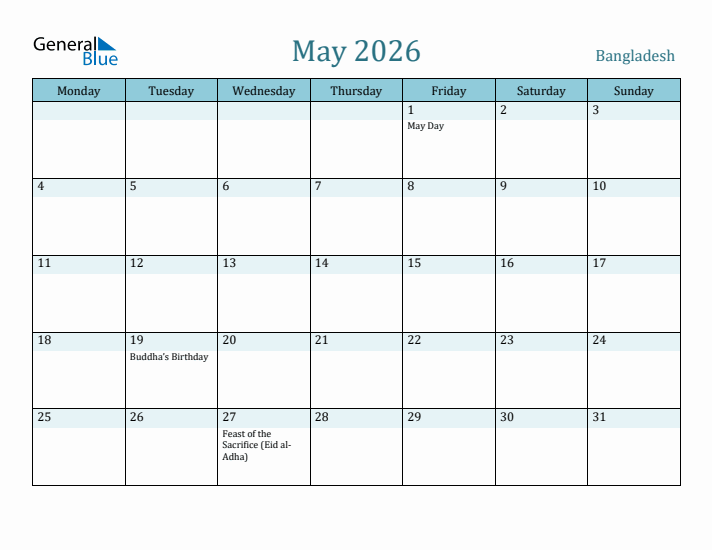 May 2026 Calendar with Holidays