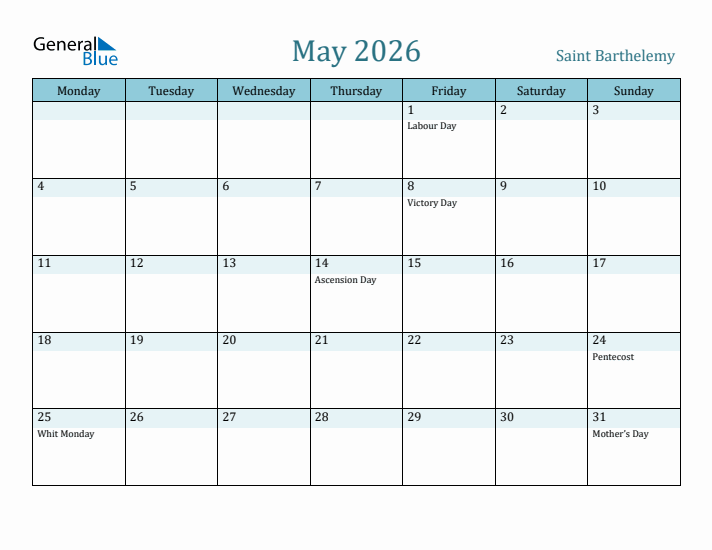 May 2026 Calendar with Holidays