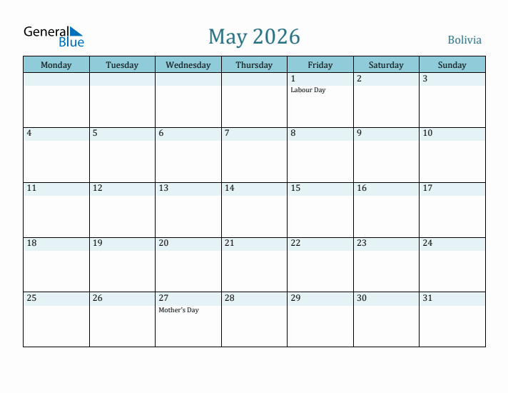 May 2026 Calendar with Holidays