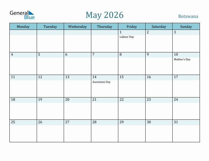 May 2026 Calendar with Holidays