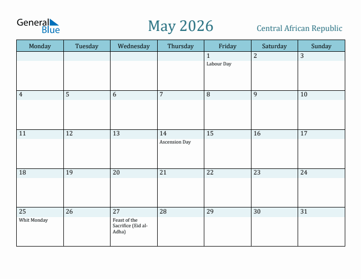 May 2026 Calendar with Holidays