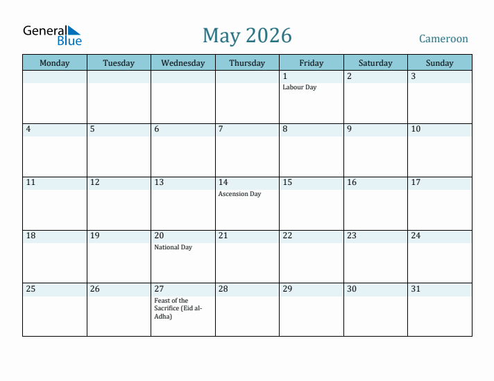 May 2026 Calendar with Holidays