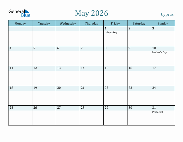 May 2026 Calendar with Holidays