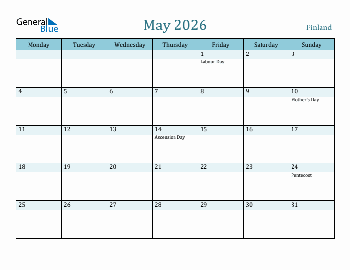 May 2026 Calendar with Holidays