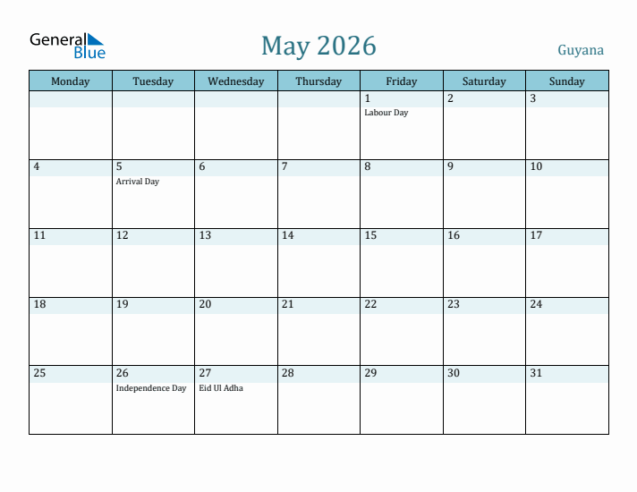 May 2026 Calendar with Holidays