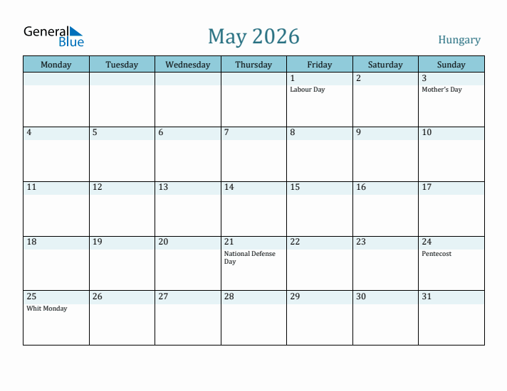 May 2026 Calendar with Holidays