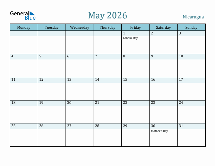 May 2026 Calendar with Holidays